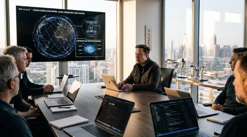 Elon Musk in a working meeting at SpaceX and xAI headquarters